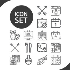 Simple set of dates related lineal icons.