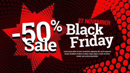 Banner black friday red black abstract pattern