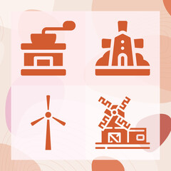 Simple set of mills related filled icons