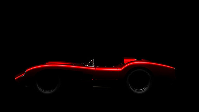 Silhouette Of Red Vintage Sports Car