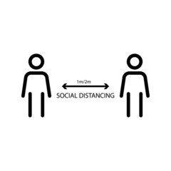 Keep the 1 meter distance icon. Coronovirus epidemic protective equipment sign vector illustration