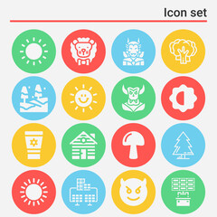 16 pack of rays  filled web icons set