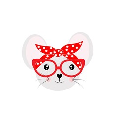 cute cartoon animal with glasses vector illustration	