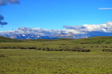 Fototapeta na wymiar Montana - Cloudy Countryside by Highway 89 Browning to Many Glacier