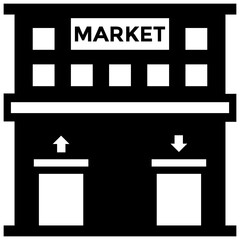 
front entrance of supermarket, glyph icon image 
