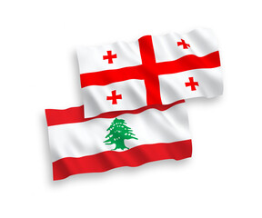 Flags of Lebanon and Georgia on a white background