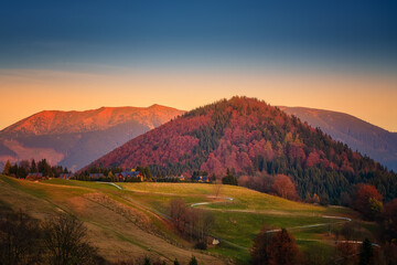 Fototapeta premium beautiful landscape with valleys, mountains in morning
