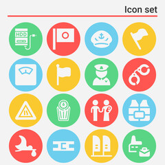 16 pack of freedom  filled web icons set