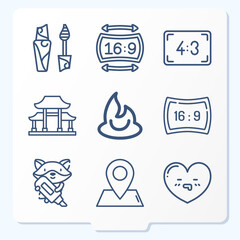 Simple set of 9 icons related to verbs
