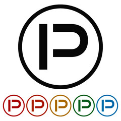 Letter P logo design, color set