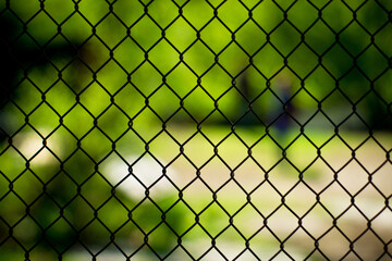 Fototapeta premium Grid on the background of greenery
