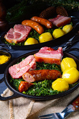 rustic kale with pinkel sausage and kassler