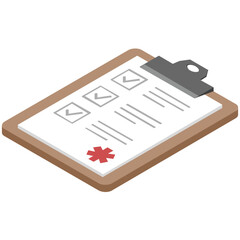 
A clipboard with plus sign representing medical related paperwork or prescription
