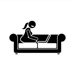 Person working on a sofa icon