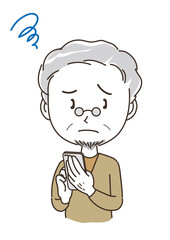 スマホを持っている中年男性・困っている