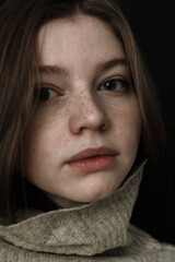Fototapeta premium Freckles cute girl portraits