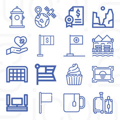 16 pack of national  lineal web icons set