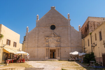 Santa Maria al Mare Abbey on the island of San Nicola. Tremiti Islands, Puglia, Italy. Small...