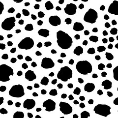 Fototapeta premium Seamless pattern with grunge black ink spots, blots. Vector illustration