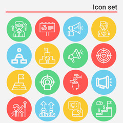16 pack of promoting  lineal web icons set