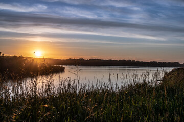 Beautifull summer sunset on the siberian river