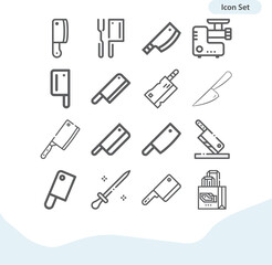 Obraz premium Simple set of butcher related lineal icons.