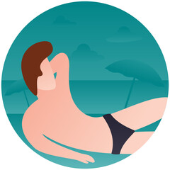 
A man on a beach is taking sunbathe 
