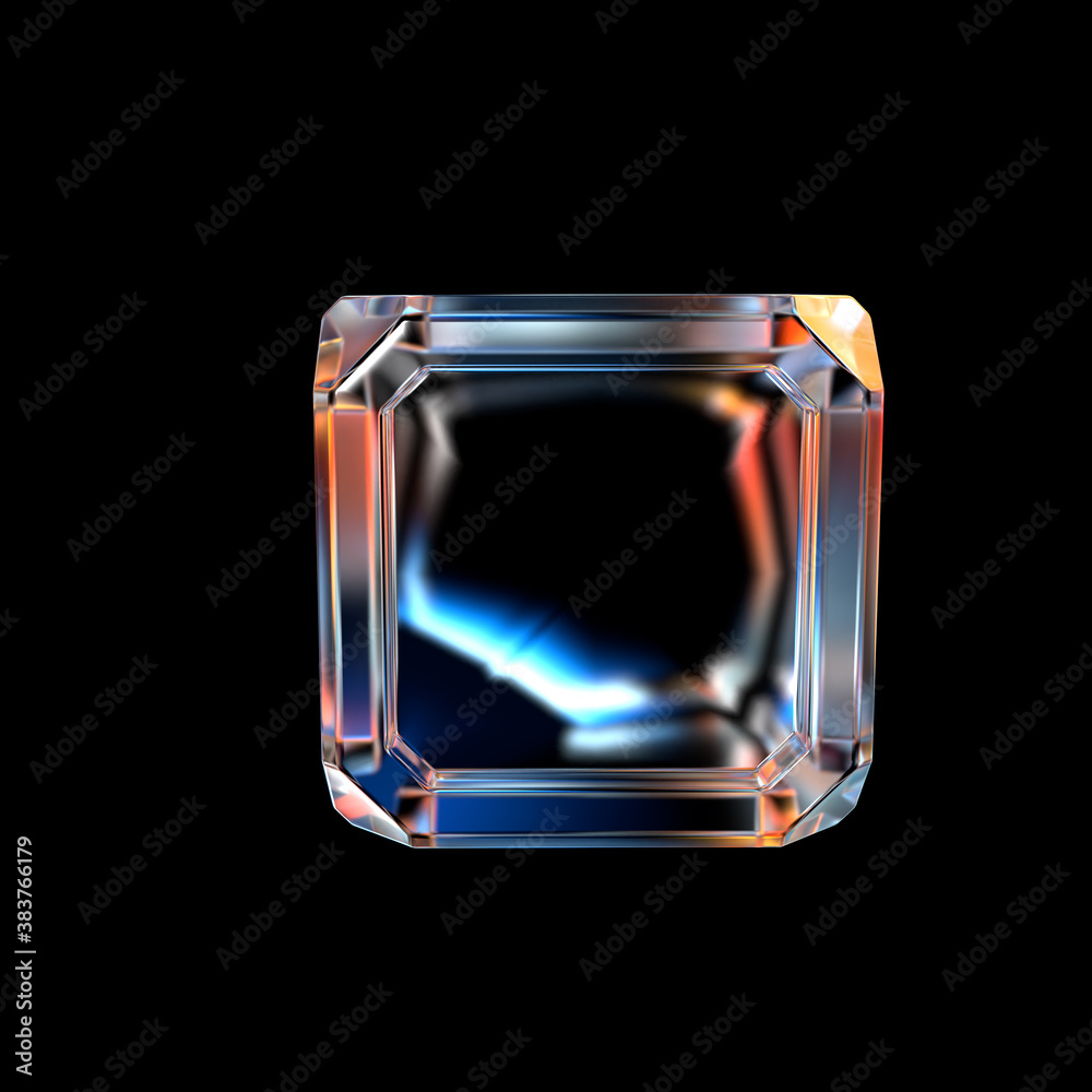 Poster Vibrant colorful futuristic frame shape isolated on black background 3d rendering game design element