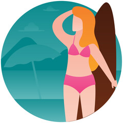 Obraz na płótnie Canvas A beach girl in beach dress enjoying 