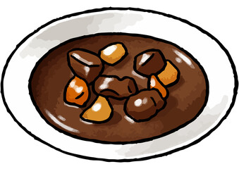 【手描き食べ物イラスト】ビーフシチューのイラスト