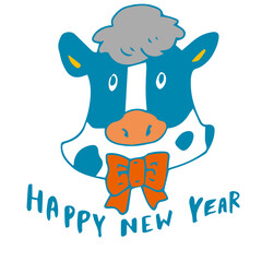 ポップでかわいい丑　牛　HAPPY NEW YEAR