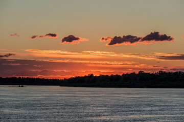 Beautifull summer sunset on the siberian river