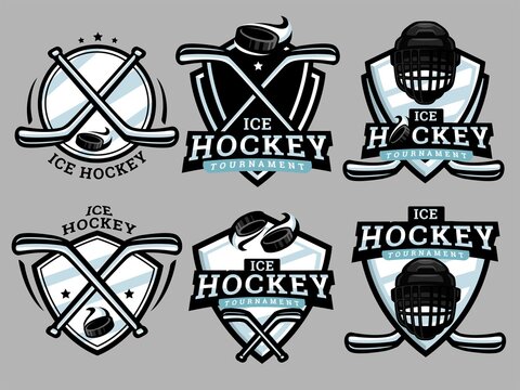 Set of ice hockey Logo. Ice hockey logo and badge. Ice hockey vector illustration