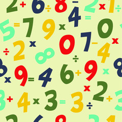 seamless pattern numbers with flat vector