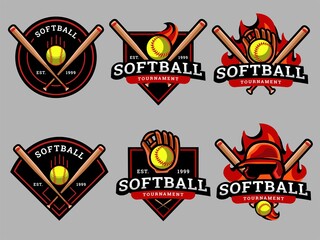 Set of softball Logo. Softball logo and badge. Softball vector illustration - obrazy, fototapety, plakaty