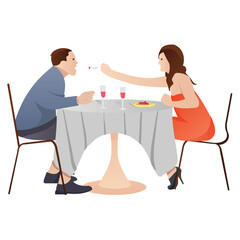 
A couple on a dinner having fun 
