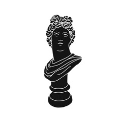 Apollo bust isolated on white background. Modern vector illustration. Statue of Apollo's head for concept design.