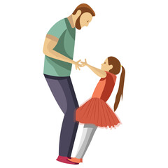 
A supportive dad is cuddling and playing with his son 
