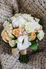 bridal bouquet of roses, the bride's bouquet, wedding rings