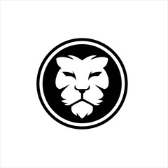 Lion head circle logo, lion logo design vector illustration, lion head logo design template vector stock illustration