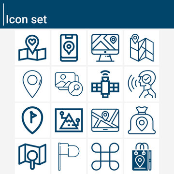 Simple set of world map related lineal icons.
