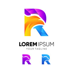 Letter R Eagle Colorful Logo Design Vector