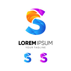 Letter S Eagle Colorful Logo Design Vector