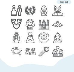 Simple set of saint related lineal icons.