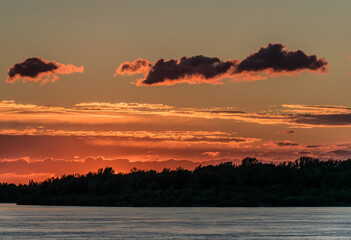Beautifull summer sunset on the siberian river