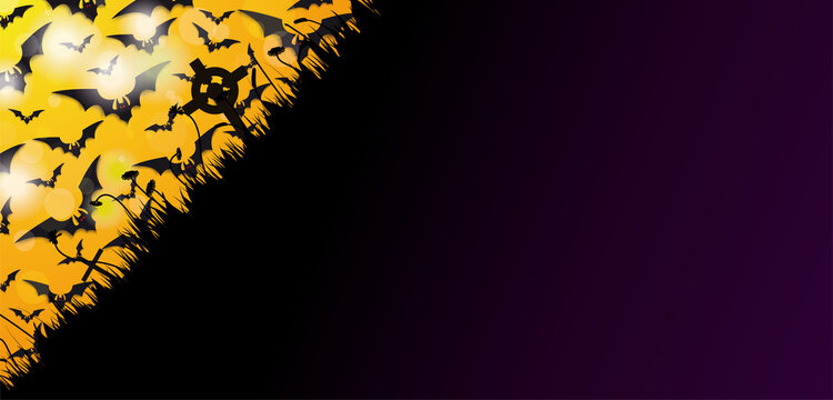 Black Bats Halloween Purple Header