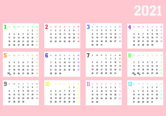 Calendario 2021 en español vector