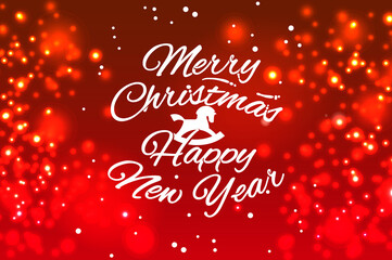 Fototapeta na wymiar Merry Christmas and Happy New Year web banner, blurred background, vector illustration