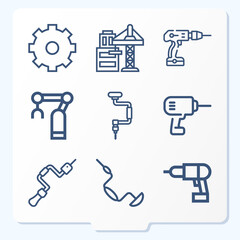 Simple set of 9 icons related to hydraulic