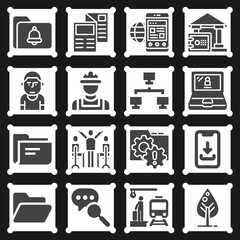 16 pack of office  filled web icons set